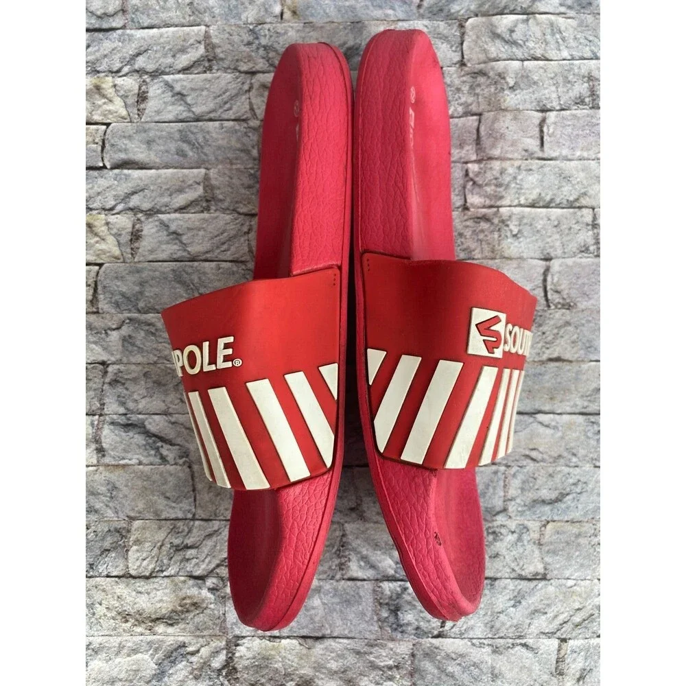 Southpole Men's Size 12 Red & White Slides Slip On Sandals Comfort Sandals